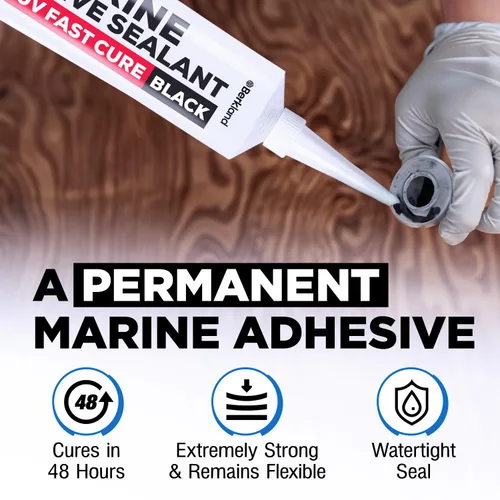 Miniatura 2 de [3 onzas] Sellador adhesivo marino 5200 de curado rápido (negro) - Relleno de cuerpo de automóvil duradero y flexible - Unión y sellado permanente