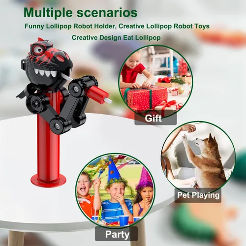 Miniatura 4 de HDLNKAK 2 soportes para piruletas de dinosaurio para niños, estuche de piruletas de Navidad, juguete creativo de prensa para almacenar y regalo
