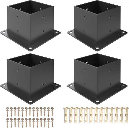 Miniatura 8 de Base de poste de 4×4, 2 piezas, soportes de poste de cubierta, tamaño interior de 3.5"x3.5", base de anclaje para poste de valla de acero grueso