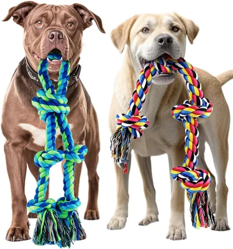 Miniatura 16 de SHARLOVY Juguetes para perros para masticadores agresivos, bolas de perro para razas grandes, juguetes masticables de cuerda de algodón resistente 6