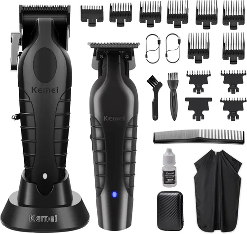 KEMEI Juego de cortapelos y recortadores profesionales, cortadora de pelo para cortar el cabello, recortadoras eléctricas recargables para hombres,
