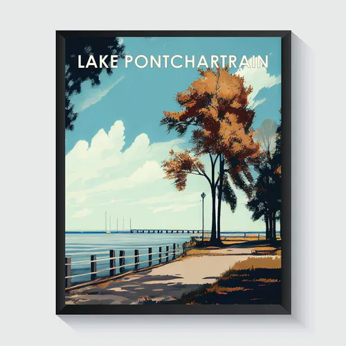 Miniatura 14 de Yellowstone Lake - Póster impreso artístico, ilustración, arte de pared, decoración de paisaje retro, paisaje, obra de arte para decoración de Lago