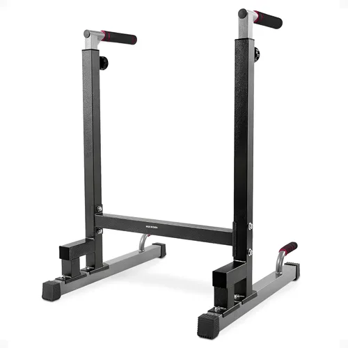 Estación de inmersión de marco de acero BalanceFrom con altura ajustable, capacidad de peso de 500 libras – Equipo de gimnasio en casa para Negro