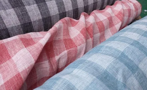 Miniatura 3 de Tela de lino 100% con patrón de tartán negro y tela de lino Material suave al tacto y ligero, ideal para ropa, manualidades y decoración del hogar