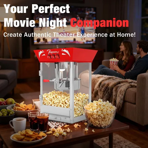 Miniatura 8 de Máquina comercial de palomitas de maíz de 12 onzas con luz de calentamiento, hace 60 tazas, máquina de acero inoxidable estilo teatro con vidrio