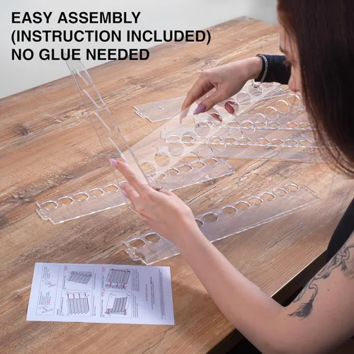 Miniatura 4 de Soporte para pintura acrílica, 72 agujeros, compatible con botellas Vallejo de 0.6 fl oz, adecuado para DnD, Warhammer, Pathfinder y otras figuras