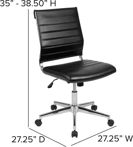 Miniatura 2 de Merrick Lane Corrina - Silla de oficina ergonómica – Silla de escritorio ejecutiva contemporánea sin brazos – respaldo medio acanalado y asiento
