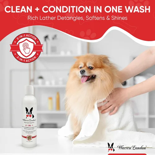Miniatura 3 de Warren London Champú y acondicionador 2 en 1 para cachorros, 8 onzas, aroma a polvo para bebé sin lágrimas, fórmula hidratante de aloe y manteca