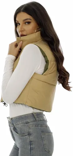 Miniatura 2 de Kusogiay Chaleco corto acolchado para mujer, ligero, con cremallera, sin mangas, reversible, con bolsillos