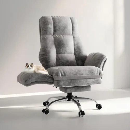 Silla de Oficina Grande y Alta, Reposabrazos Abatibles para Mascotas y Sentarse con Piernas Cruzadas, Silla Ergonómica Ejecutiva para Computadora y