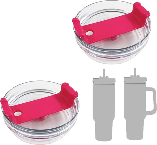 Miniatura 16 de Paquete de 2 tapas para vaso de 40 onzas compatibles con Stanley Quencher, cubiertas de vaso de acero inoxidable a prueba de derrames y resistentes