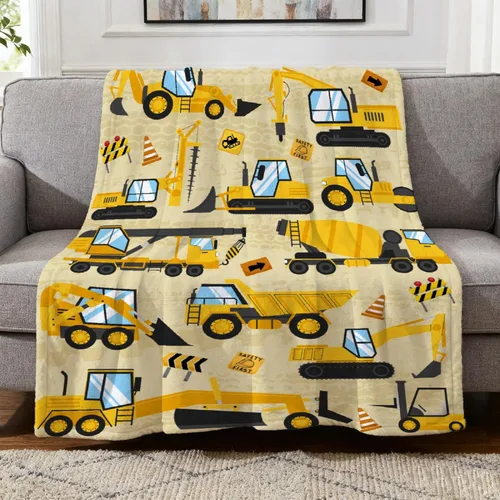 Miniatura 39 de Manta de Bebé Personalizada Camiones de Construcción Personalizados Camión Volquete Mantas con Nombre para Niños, Niñas y Pequeños Manta Suave
