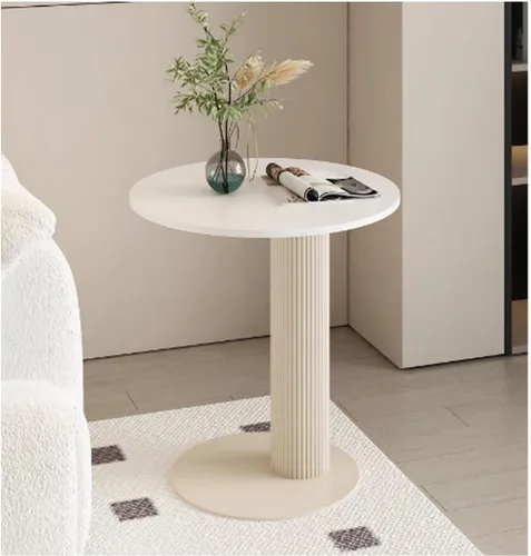 Miniatura 10 de Sude Table Mesa auxiliar auxiliar para sala de estar, mesa auxiliar con patrón de mármol, la parte superior redonda es fácil de montar, fácil