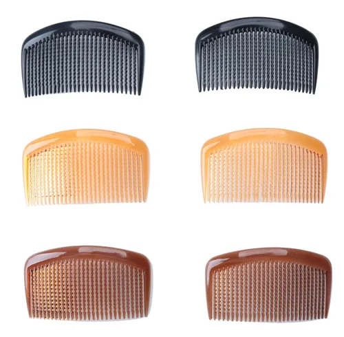 6 piezas de 29 dientes de pelo francés peine lateral estilo vintage café negro marrón plástico torcido pinzas para el cabello para mujeres niñas