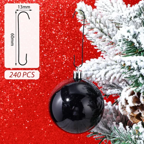 Miniatura 3 de Mixweer 240 ganchos de adorno de Navidad de 0.51 x 2.36 pulgadas en forma de C con caja de almacenamiento, ganchos de árbol de Navidad