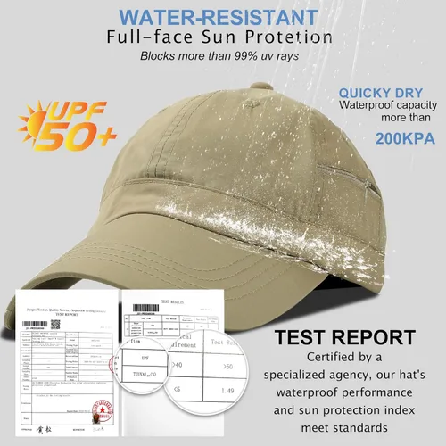 Miniatura 16 de Gorra de béisbol impermeable para hombre, sombrero de lluvia plegable para correr al aire libre, sombrero de pesca solar