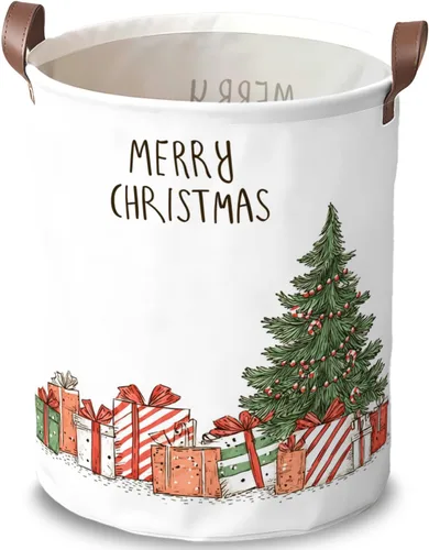 Miniatura 43 de Cesta de lavandería de 15.75 x 15.75 x 19.7 pulgadas, diseño de pingüino de Navidad, plegable, con asas, almacenamiento de ropa sucia