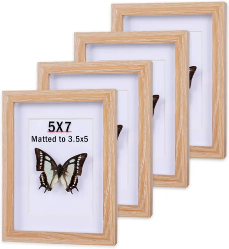 Miniatura 16 de Marco Shadow Box, juego de 4 portarretratos para pared, marcos de fotos rústicos de madera de granja con vidrio templado para galería de pared