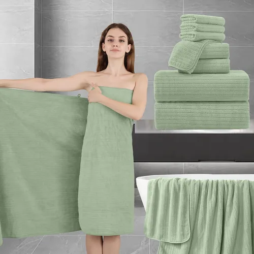 Miniatura 60 de Juego de toallas de baño de 8 piezas 2 toallas de baño grandes de gran tamaño, 2 toallas de mano y 4 paños Juego de toallas de baño ultrasuaves