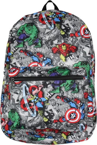Miniatura 2 de Marvel Avengers Thor Iron Man Capitán América Hulk Mochila escolar para portátil de 17 pulgadas