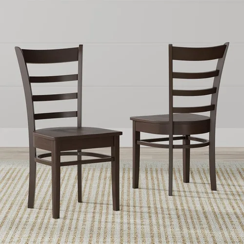 Miniatura 6 de Glenwillow Home Sillas de comedor de madera maciza con respaldo de listones en negro (juego de 2)
