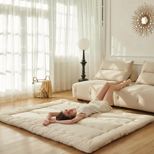 Colchón japonés de suelo tipo futón, tamaño individual (39 x 80 pulgadas), colchón plegable de tatami, portátil, enrollable, para adultos, cama de