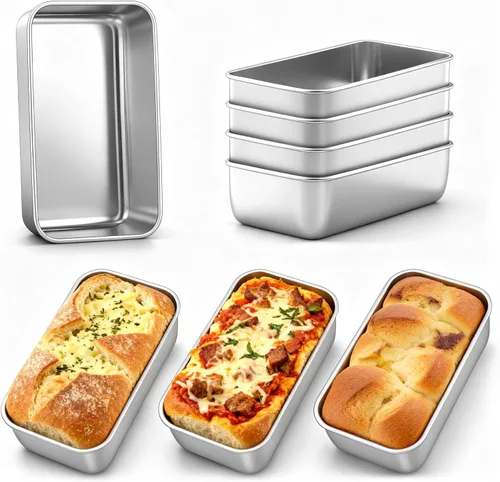Miniatura 11 de P&P CHEF Juego de mini moldes para pan, 4 PCS moldes pequeños para pan para hornear, 6.3 x 3.5 pulgadas moldes de acero inoxidable para hornear