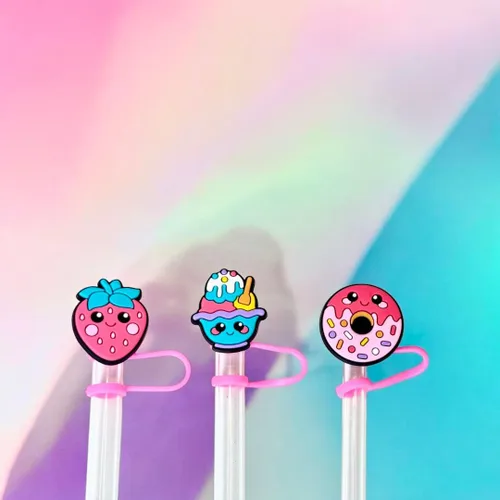 Miniatura 7 de Paquete de 6 fundas de silicona para popotes compatibles con vasos Stanley de 30 y 40 onzas y botellas de agua, tapas de popote reutilizables, a