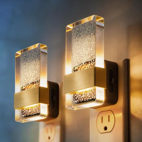 Miniatura 14 de DORESshop Luces nocturnas LED enchufables a la pared, luz nocturna regulable de 3 niveles, luz nocturna decorativa de burbujas, sensor de atardecer
