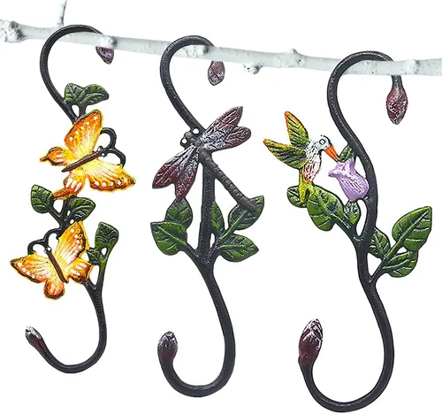 Ganchos en S resistentes, ganchos grandes para plantas al aire libre, ganchos decorativos de metal para colgar macetas de jardín, cestas de flores,