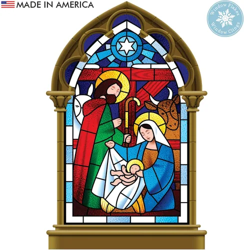 Miniatura 9 de Adhesivo para ventana de Belén pequeño de 11 pulgadas, calcomanía de Navidad para vidrio, decoración de ventanas y puertas, calcomanías