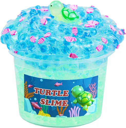 Miniatura 7 de Encantador limo azul crujiente con cuentas de pecera, súper suave y antiadherente, ideal para regalos de cumpleaños para niñas y niños, regalos de 1