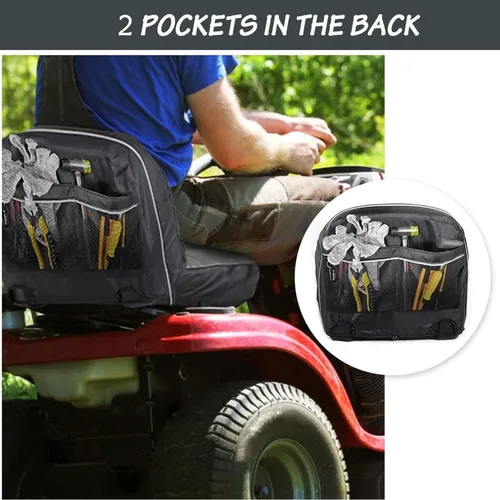 Miniatura 4 de HOMEYA Funda de asiento para cortacésped, resistente al agua, 600D, Oxford, con relleno y bolsillos traseros, para asientos de 16.5 pulgadas
