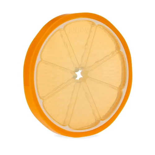 Nuby Mordedor para bebé 100% de silicona, juguete de dentición en forma de naranja, masajeador de encías con textura suave, mordedor infantil de