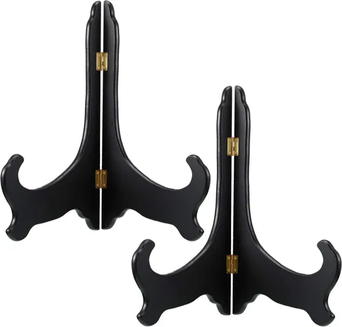 Miniatura 7 de Tatuo Paquete de 2 soportes de madera para exhibir, soporte de exhibición de platos, caballetes de soporte para marcos de fotos, soporte de arte