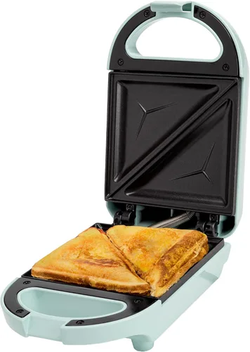 Mini Sandwichera Tasty, Hace Sándwiches, Paninis, Queso a la Parrilla, Postres, Resultados Rápidos, Fácil Limpieza, 600W, Aqua (Paquete de 6)