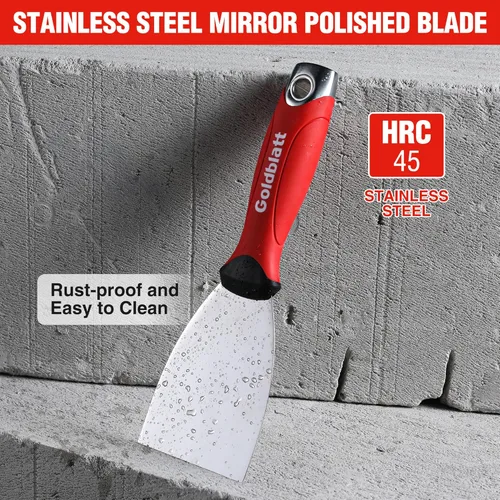 Miniatura 4 de Goldblatt Cuchillo de masilla de 3", acero inoxidable para raspar pintura, raspador de cuchillo de masilla con extremo de martillo, agarre suave
