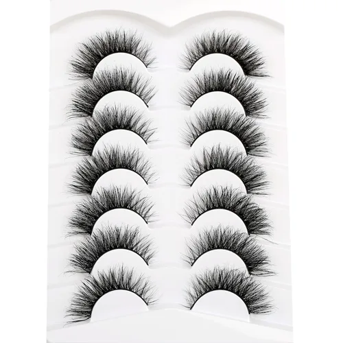 Miniatura 545 de Pooplunch - Pestañas postizas finas de visón sintético, estilo ojo de gato, naturales, cruzadas, tipo racimo, efecto 8D de volumen, tiras