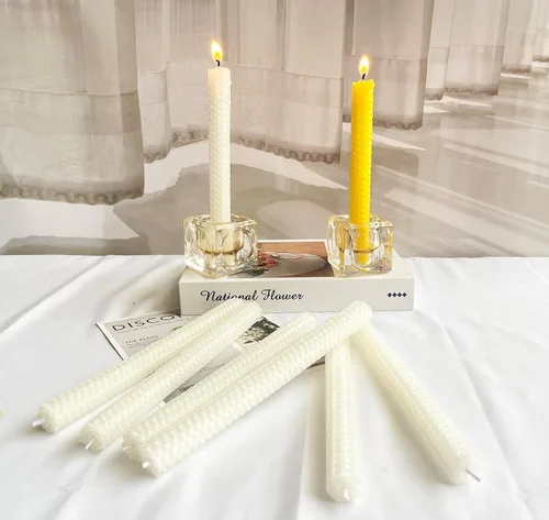 Miniatura 7 de Lacaser - Juego de 6 velas cónicas de cera de abeja blanca, velas largas de 9 pulgadas para candelabros en color blanco, sin aroma y sin humo