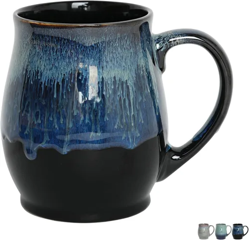 Bosmarlin Taza de café de cerámica extragrande, 25 onzas, apta para lavavajillas y microondas, taza de té grande de gran tamaño, esmalte reactivo