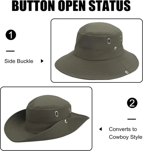 Miniatura 3 de Muryobao Men Sun Hat Summer Wide Brim UPF 50+ UV Protection Bucket Cap Waterproof Foldable Boonie Hats for Safari Fishing