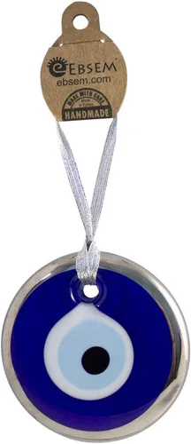 Miniatura 8 de Adorno decorativo de cristal turco griego hecho a mano chapado en platino para buena suerte, éxito y protección (1.5 pulgadas)