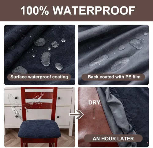 Miniatura 3 de Genina Fundas impermeables de asiento para silla de comedor, fundas elásticas para sillas de comedor, fundas protectoras para sillas de cocina