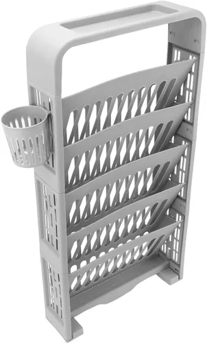 Miniatura 10 de Diydeg Estantería de almacenamiento para libros de 6 niveles, estantería extraíble y única, carrito de almacenamiento delgado para libros, estante