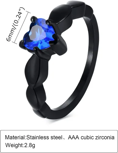 Miniatura 2 de Juego de anillos de boda personalizados en color negro y azul para él y ella, anillos de promesa a juego para parejas, anillos de acero inoxidable