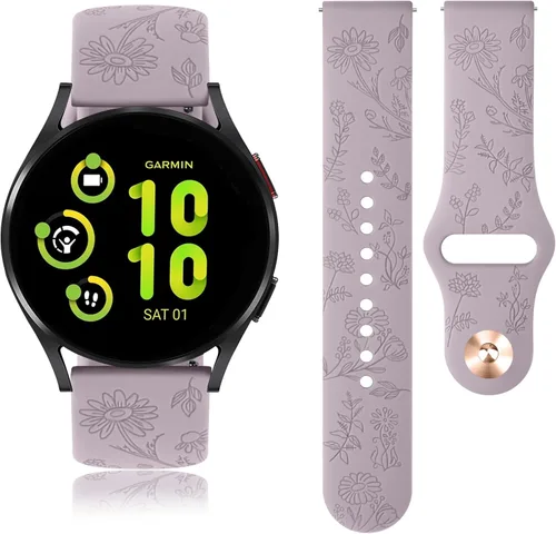 Miniatura 2 de Meliya Correas grabadas con flores – Compatible con Garmin Vivoactive 5 / 3, Venu 2 Plus / Sq / Venu Watch Band para mujeres y hombres – Correa