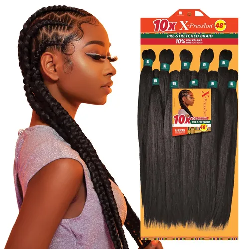 Miniatura 10 de Sensationnel X-pression - Cabello trenzado preestirado – 10 trenzas de 48 pulgadas, todo kanekalon, trenzas sintéticas ignífugas para trenzas en 2