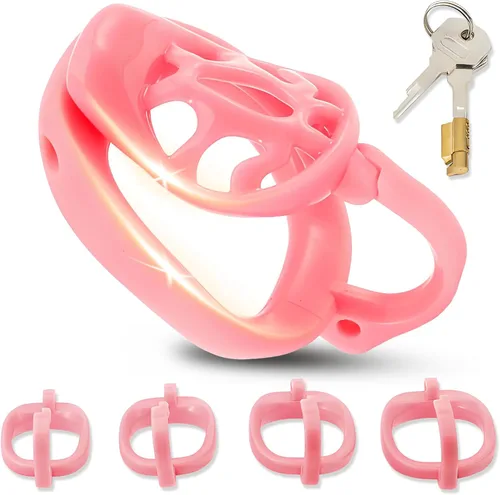 Miniatura 9 de Jaula de castidad impresa en 3D con 4 anillos diferentes, jaula de pene masculina con ganchos y cerraduras ocultas, dispositivo de castidad