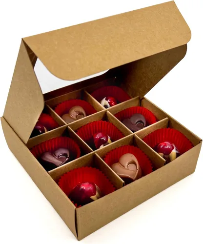 Miniatura 2 de 20 cajas de regalo de papel kraft con ventana y divisores, 9 compartimentos extra pequeños, 5 x 5 x 1.57 pulgadas, cajas de dulces vacías