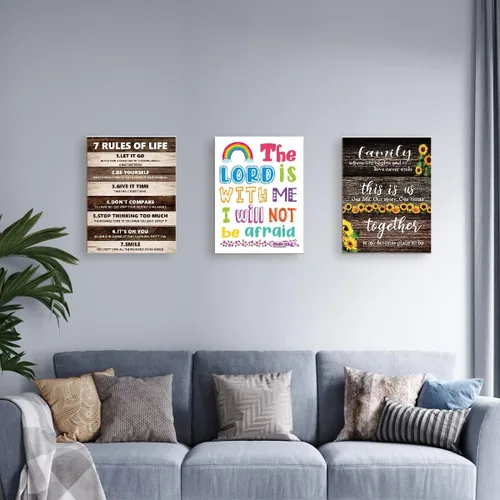 Miniatura 6 de LISTNGBO Lienzo decorativo de pared con versículo bíblico para niños, decoración de pared religiosa cristiana, 12 x 15 pulgadas El Señor está conmigo